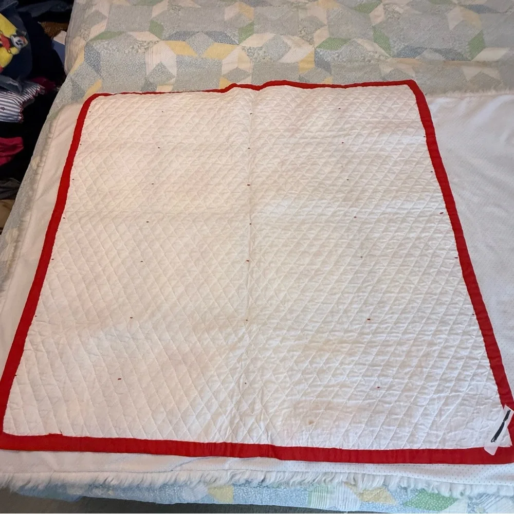 Christmas Decor Lap Blanket Quilt Small Throw Angels 33” x 32” Country Farmhouse